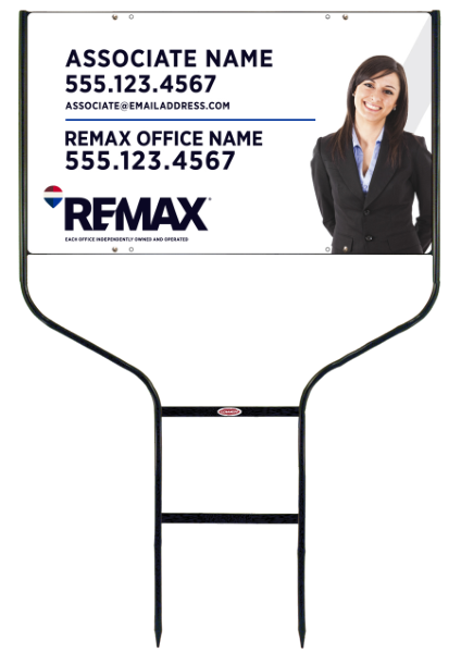 Round Rod Frame and Associate Name w Cut Out Photo Sign Panel Unit, 18h x 30w, Steel